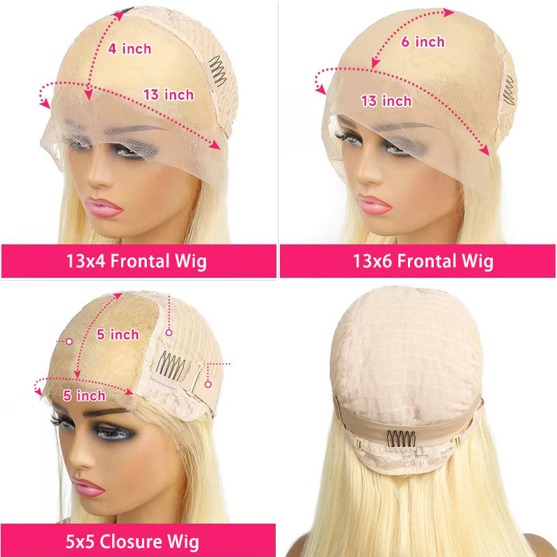 ALICIA Blonde #613 Bob 13x4, 13x6, 4x4, 5x5, 6x6, 7x7 Lace Wig Human Hair Glueless Wig