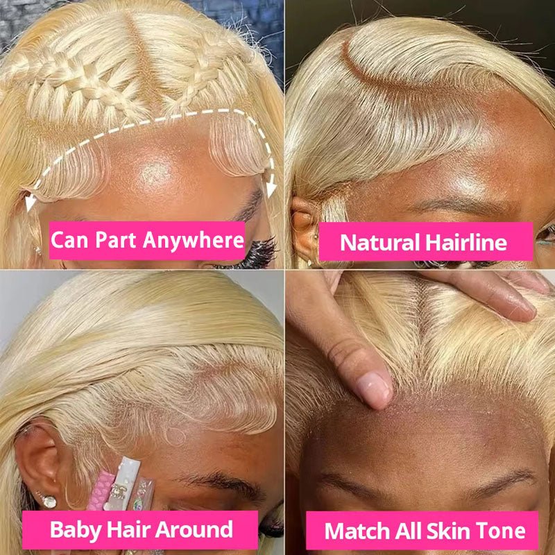 BARBIE - HD Blonde 613 Straight 4x4 5x5 6x6 7x7 Closure Wig 13x4 13x6 Frontal Wig Pre-Plucked Human Hair Wig