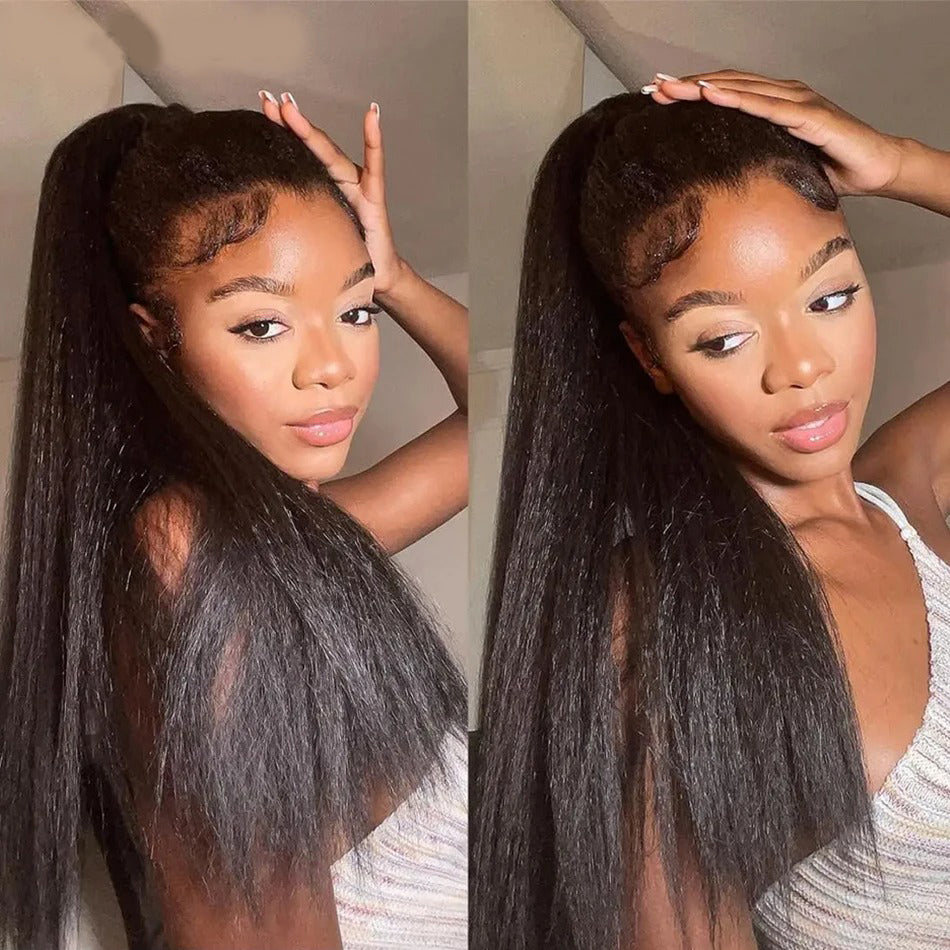 Kinky Straight Flip-Over Half Wig 100% Virgin Hair