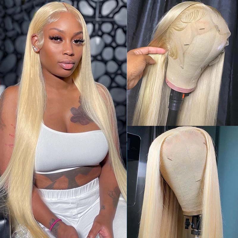 KATE - Pre Plucked Blonde 613 Straight Human Hair Wig 4x4 5x5 6x6 7x7 Closure Wig 13x4 13x6 Frontal Wig