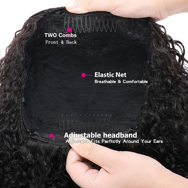 Kinky Straight Flip-Over Half Wig 100% Virgin Hair