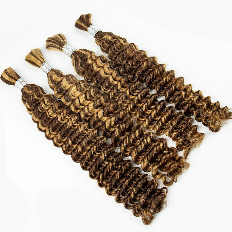 ✨BULK HAIR for Braiding (NO WEFT)✨ Highlight Deep Wave 3 Bundles Deal 16-28 inch Human Hair Extensions