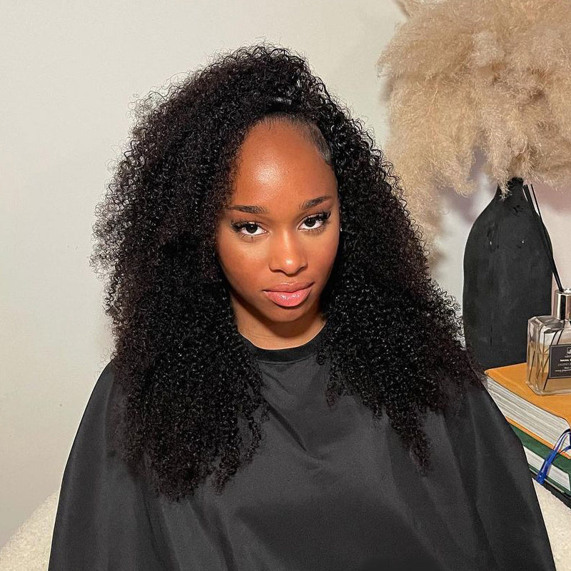 Kinky Curly Flip-Over Half Wig 100% Virgin Hair