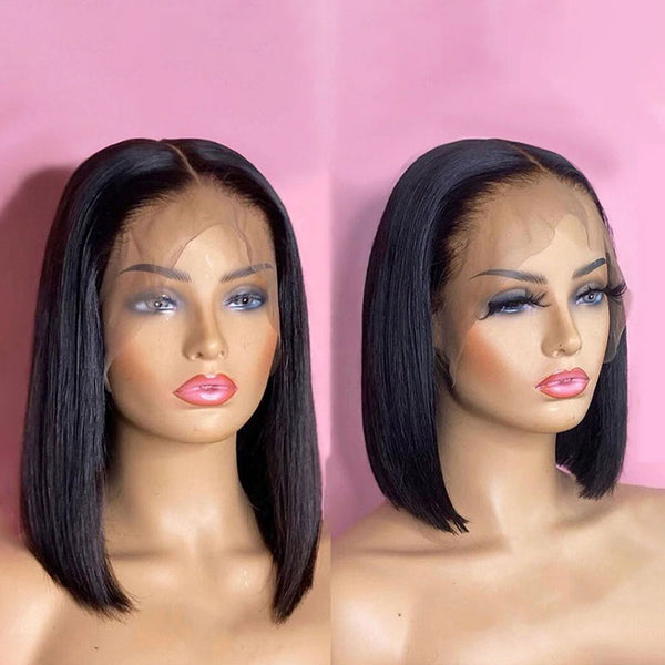 Short Bob Wig 100% Virgin Human Hair Lace Front Wigs
