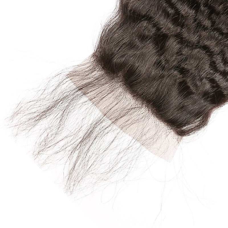 3 Bundles with a 4×4 Lace Closure Kinky Straight 12-30 inch Virgin Hair Extensions