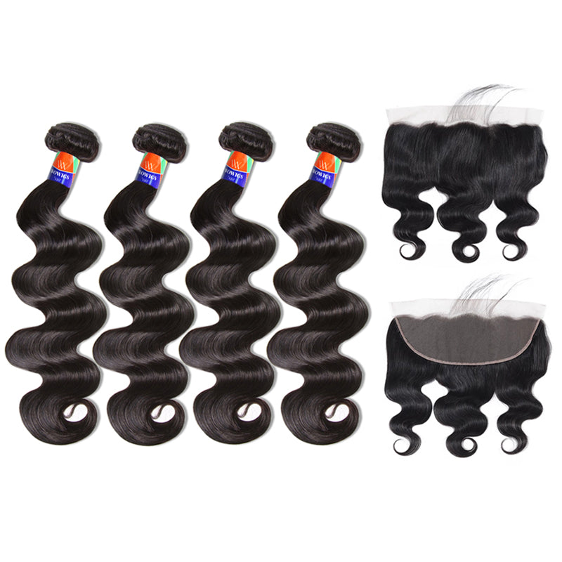 4 Bundles With a 13x4 Lace Frontal Body Wave Hair Virgin Hair Extensions