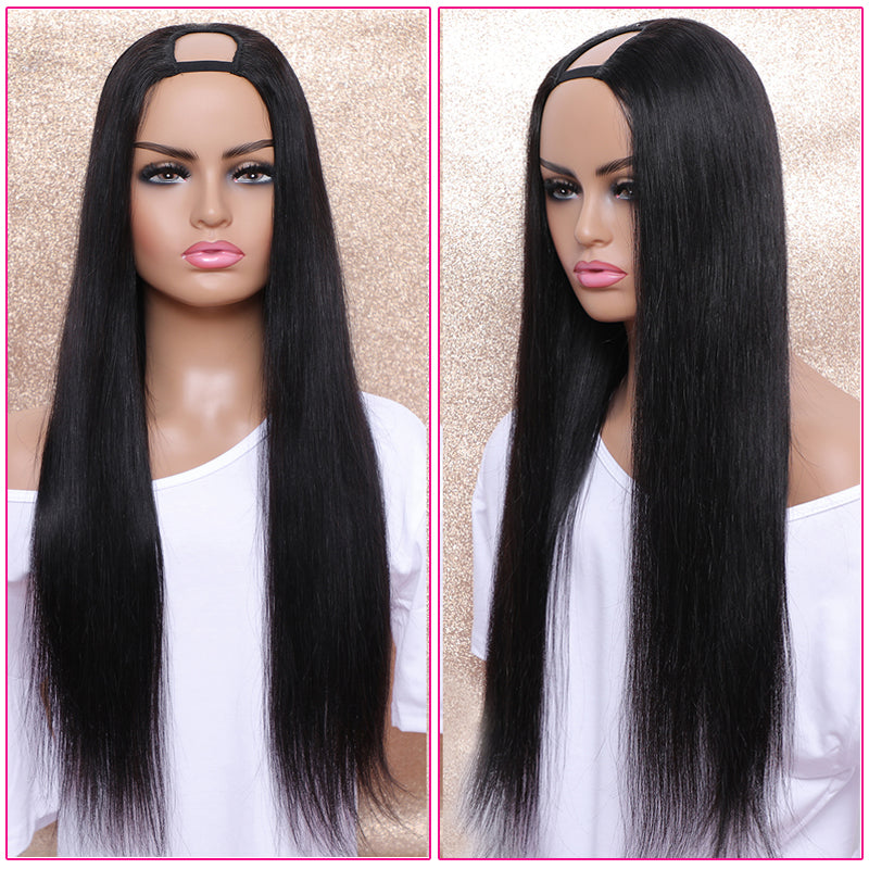 JOY - Straight Hair U Part Wig V Part Wig Natural Color 100% Human Hair
