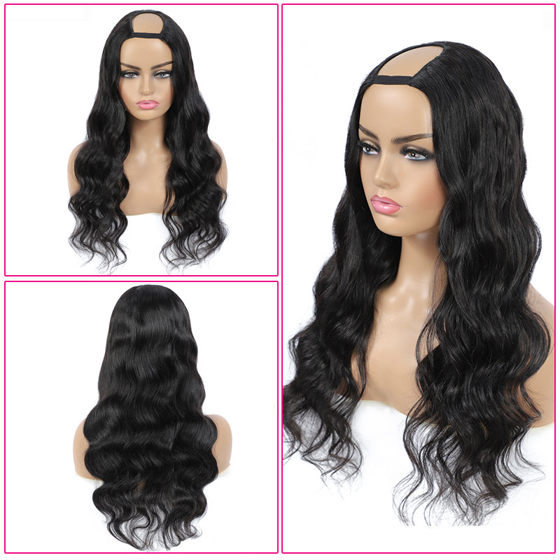 SUNNI - U Part Wig V Part Wig Body Wave Natural Color 100% Human Hair