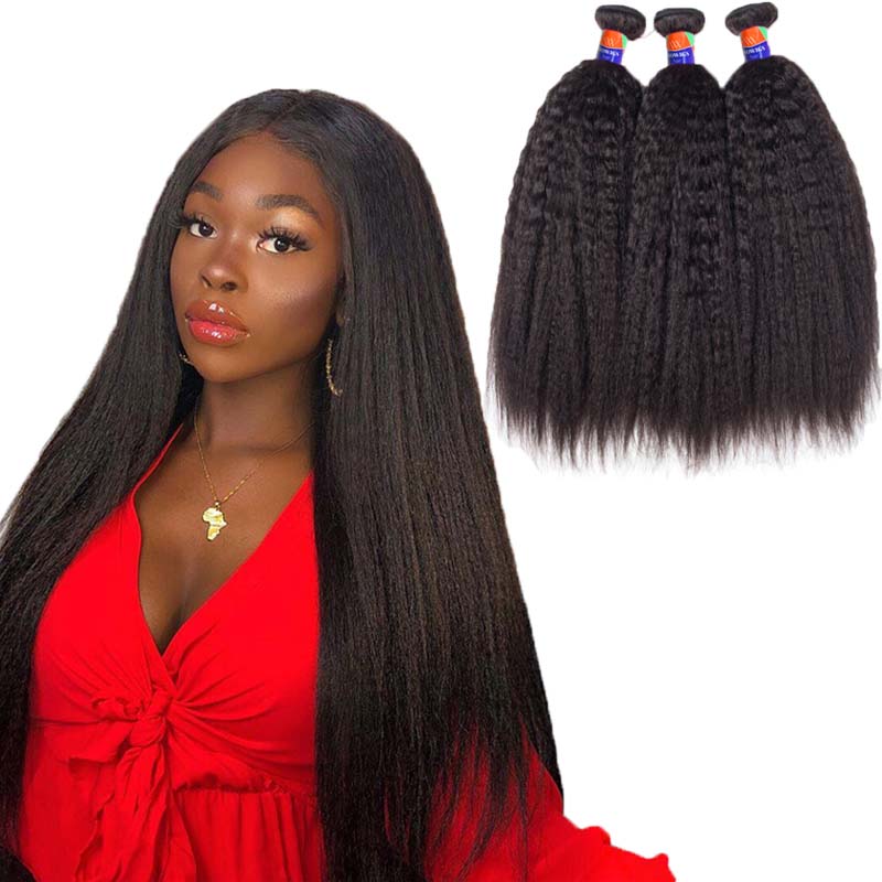 3 Bundle Deals Kinky Straight Hair 12-30 inch 100% PREMIUM Virgin Hair Extensions