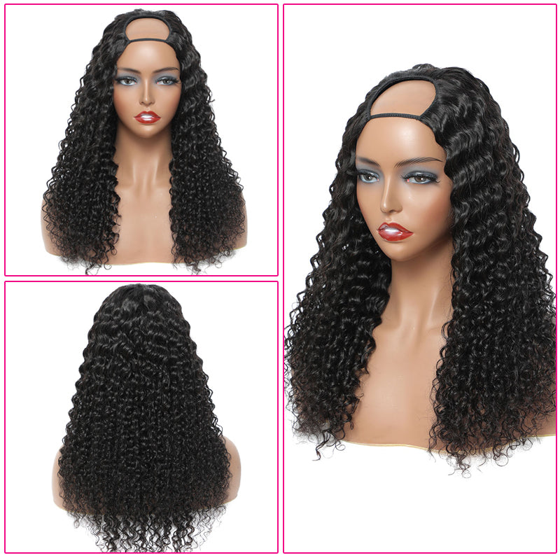 LUCY - Curly Hair U Part Wig V Part Wig Natural Color 100% Human Hair