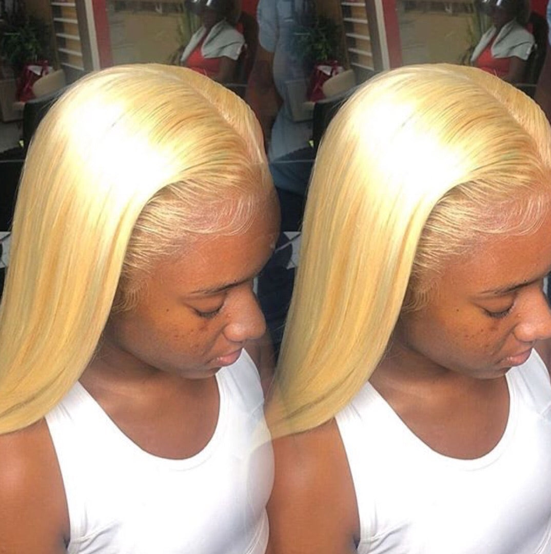 Pre Plucked Blonde #613 Straight Hair Lace Front Wig Full Lace Wig