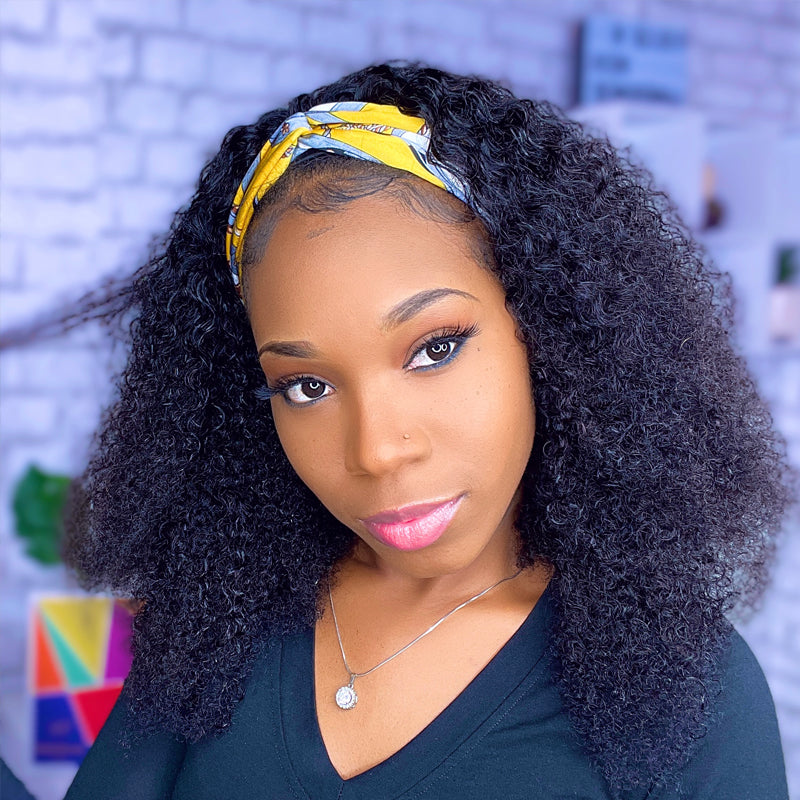 Kinky Curly Headband Wig 100% Human Hair Wig 🎁OCTOBER SPECIALS