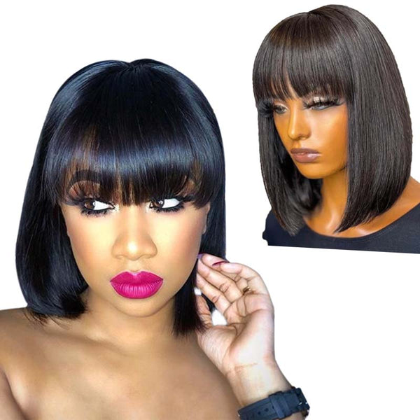 Bob with Bangs Lace Front Wig 100% Human Hair Wigs 🎁OCTOBER SPECIALS