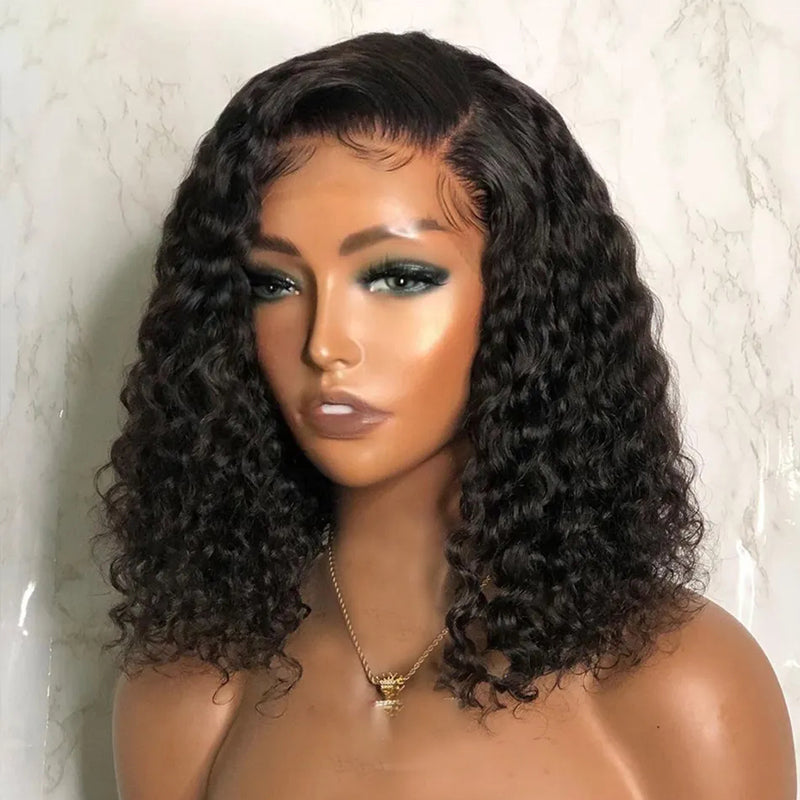 Full Lace Wigs Curly Bob 100% Virgin Human Hair Short Bob Lace Wig