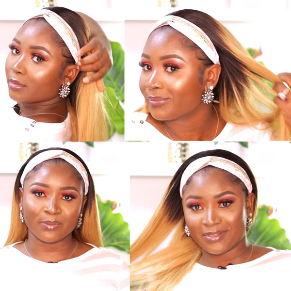Dark Roots Honey Blonde Straight Hair Headband Wig 🎁OCTOBER SPECIALS
