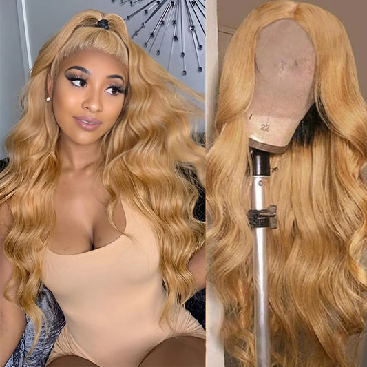 Honey Blonde Body Wave Glueless Lace Wig 13x4 Lace Frontal Human Hair Wig