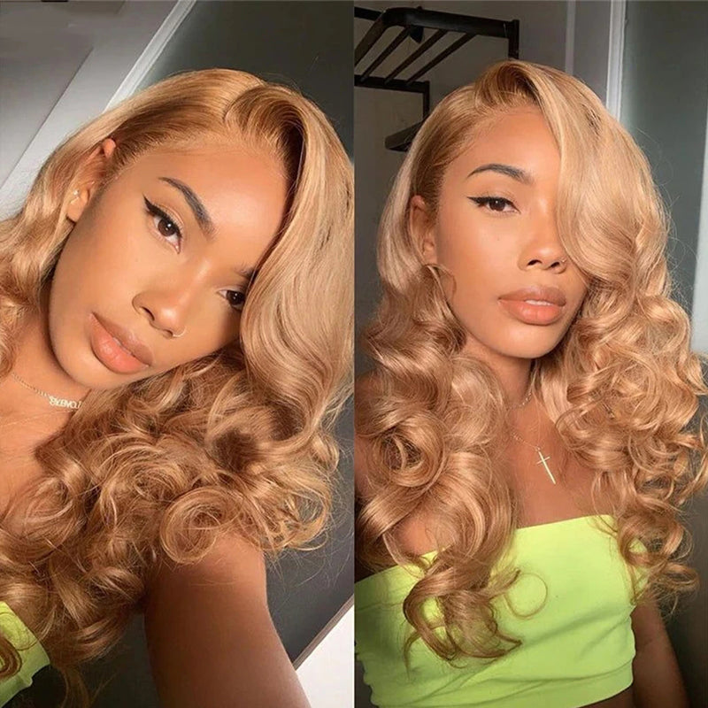Honey Blonde Body Wave Glueless Lace Wig 13x4 Lace Frontal Human Hair Wig