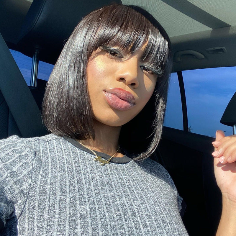 Bob with Bangs Lace Front Wig 100% Human Hair Wigs 🎁OCTOBER SPECIALS
