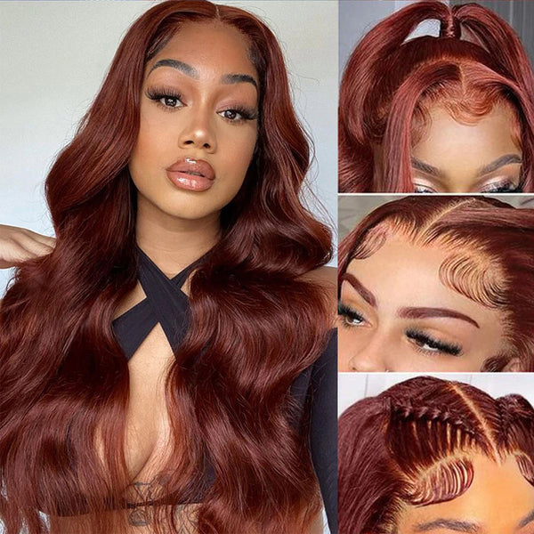 Fiery Copper Body Wave Glueless Lace Wig 13x4 Lace Frontal Human Hair Wig