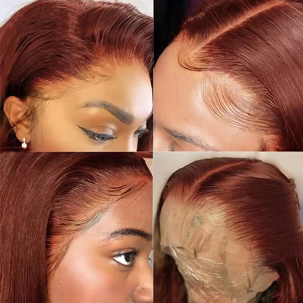 Fiery Copper Straight Glueless Lace Wig 13x4 Lace Frontal Human Hair Wig