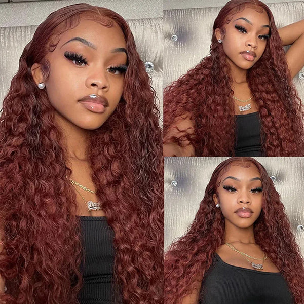 Fiery Copper Curly Hair Glueless Lace Wig 13x4 Lace Frontal Human Hair Wig