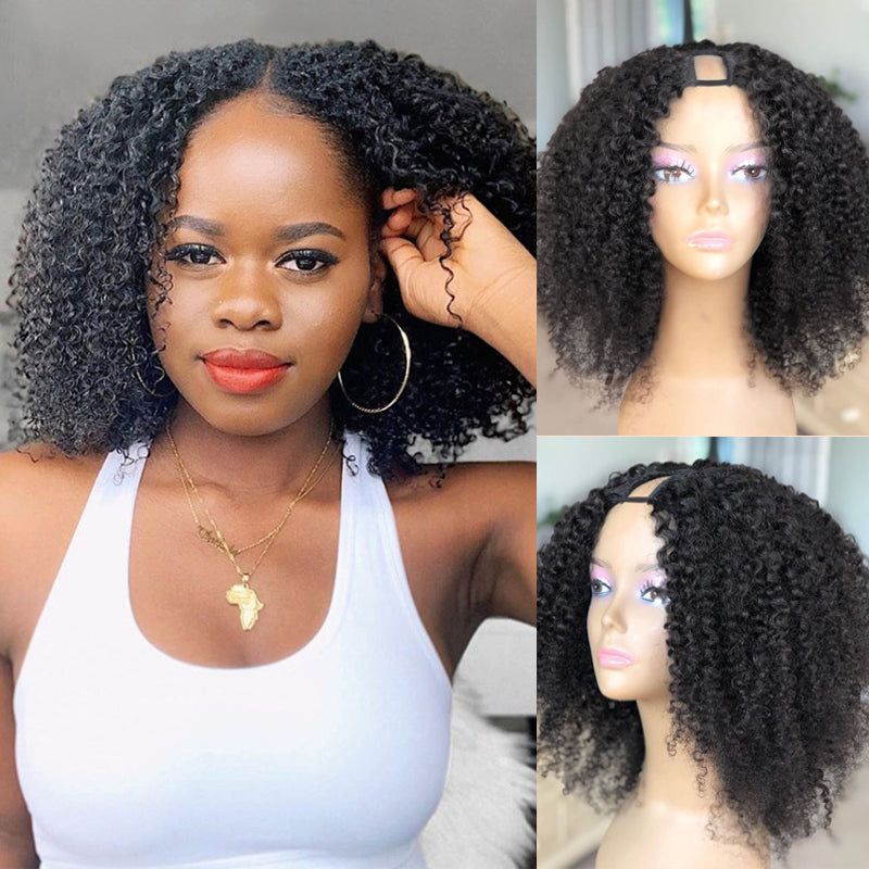 U Part Wig Kinky Curly 100% Human Hair 🎁OCTOBER SPECIALS