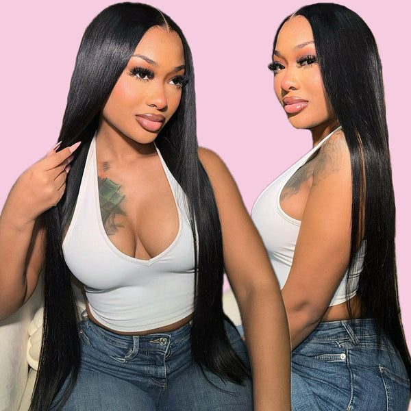 ✨HD Lace 16-40 inch✨Straight Hair Pre-Plucked 4x4 5x5 13x4 Lace Wig 100% Virgin Hair Glueless Wigs