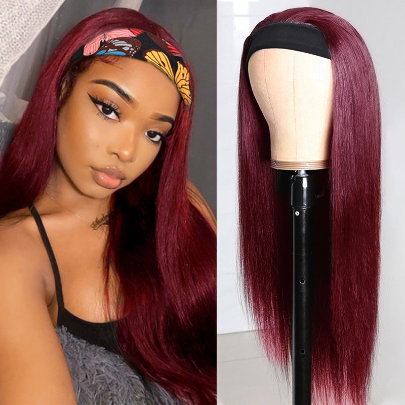 ANDREA Customized Burgundy Straight Headband Wig *No Lace No Glue*