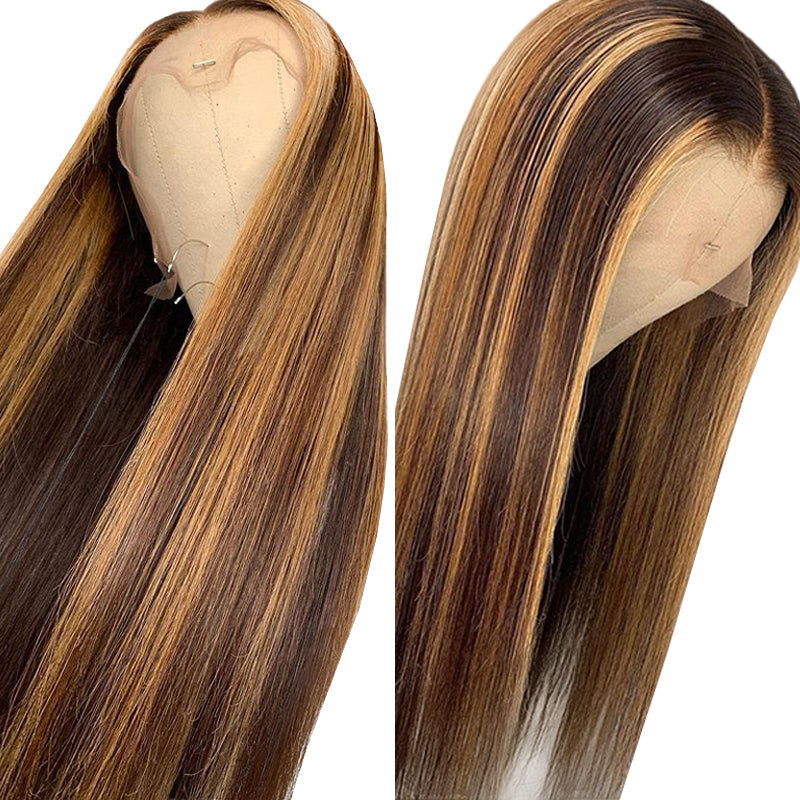 Highlighted Straight Hair 13x4 Lace Wig 28 inch Human Hair Wig