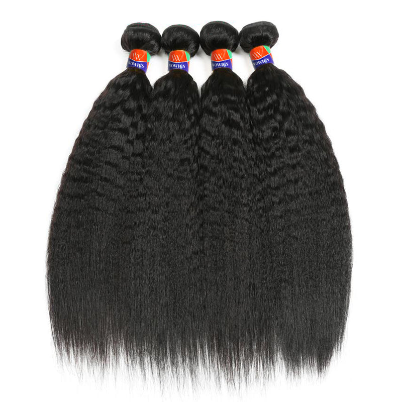 4 Bundle Deals Kinky Straight 12-30 inch 100% Virgin Hair Extensions