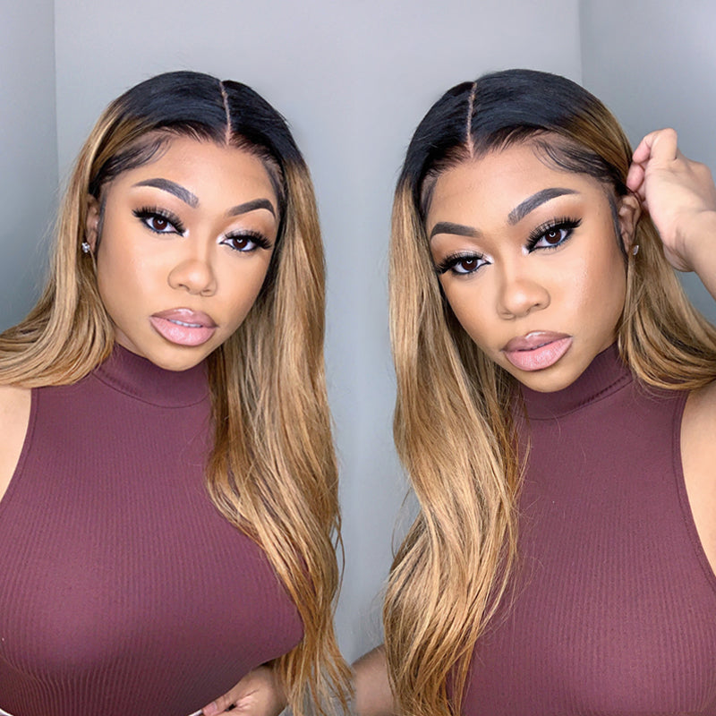 DESTINY Honey Blonde Body Wave/ Straight Human Hair Lace Wig Pre Plucked Hairline