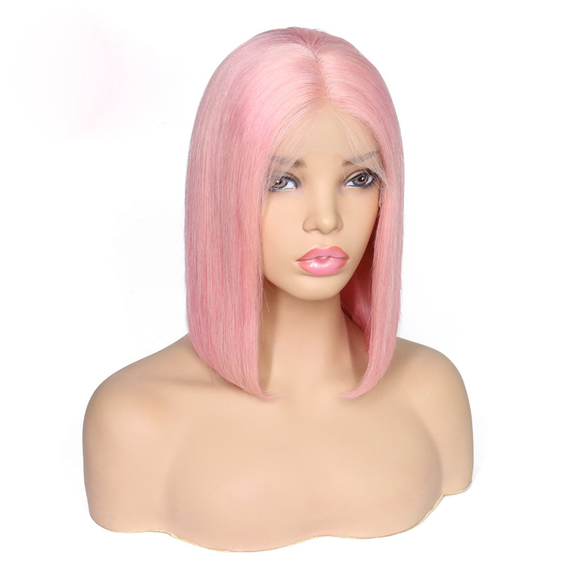 Pink Bob Wigs Lace Front Wig Full Lace Wig 100% Human Hair Wigs