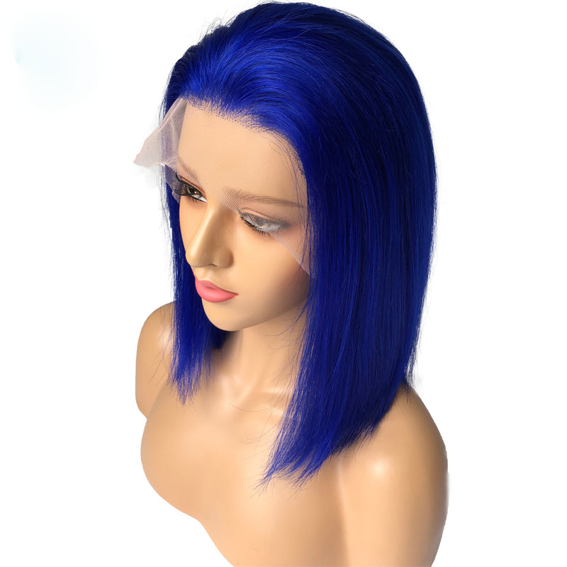 Blue Bob Wigs Lace Front Wig Full Lace Wig 100% Human Hair Wigs
