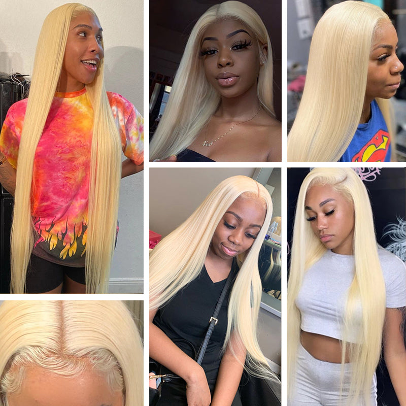 #613 Blonde 3 Bundle Deals Straight 12-38 inch Human Hair Extensions