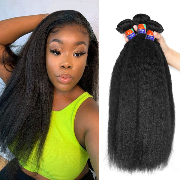 4 Bundle Deals Kinky Straight 12-30 inch 100% Virgin Hair Extensions