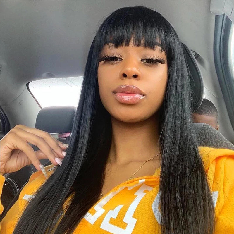 DEJA- Straight Wig with Bangs Full Machine Made Wig NO LACE