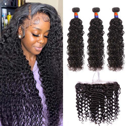 3 Bundles with a 13x4 Frontal Curly Hair 12-32 inch 100% Unprocessed Virgin Hair Extensions