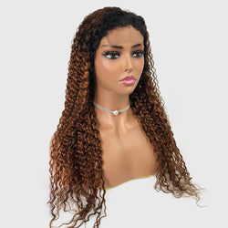LIVE SPECIALS 3. Dark roots Coffee 4x4 Closure Wig Curly Hair 24 Inch 150% Density