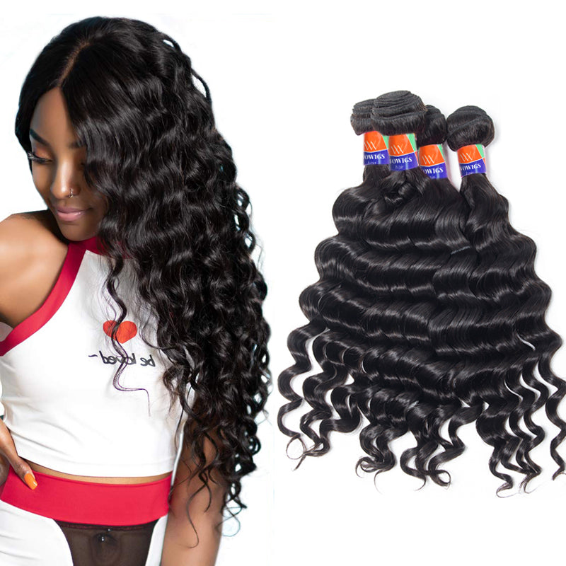 4 Bundle Deals Deep Wave 12-32 inch 100% Virgin Hair Extensions