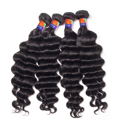 4 Bundles With a 13x4 Lace Frontal Deep Wave Hair Virgin Hair Extensions