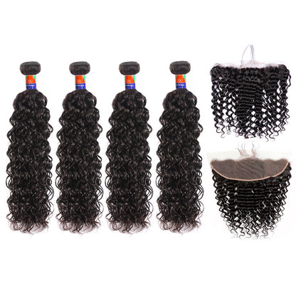 4 Bundles With a 13x4 Lace Frontal Curly Hair Virgin Hair Extensions