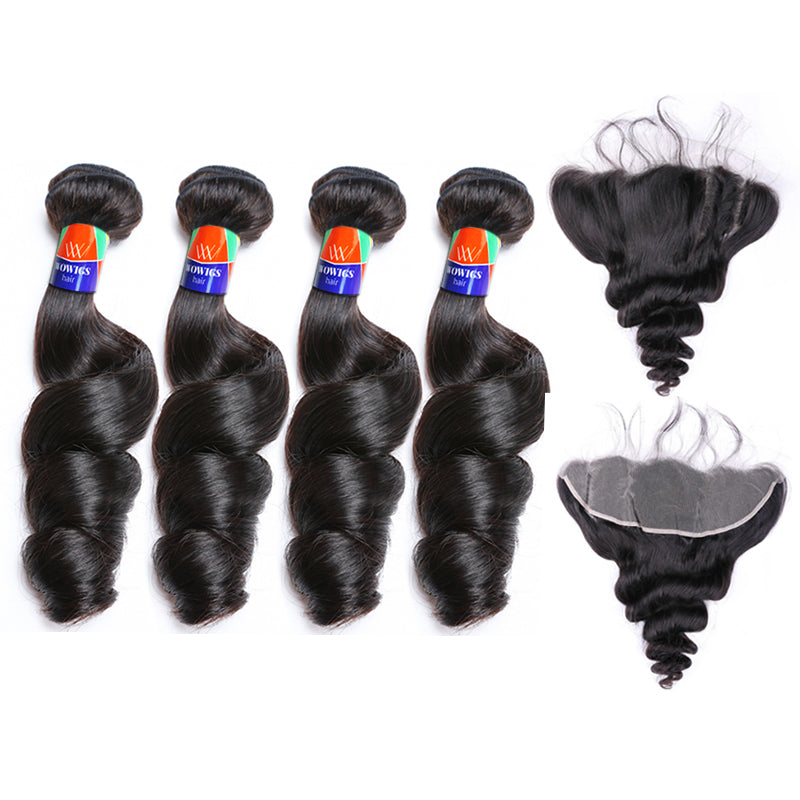 4 Bundles With a 13x4 Lace Frontal Loose Wave Hair Virgin Hair Extensions