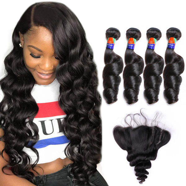4 Bundles With a 13x4 Lace Frontal Loose Wave Hair Virgin Hair Extensions