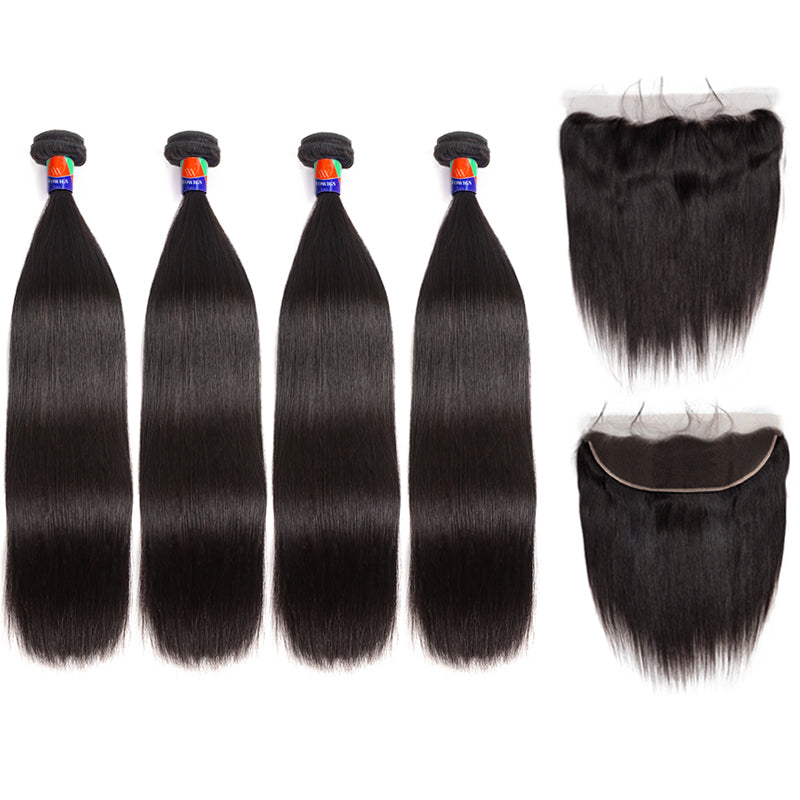 4 Bundles With a 13x4 Lace Frontal Straight Hair Virgin Hair Extensions