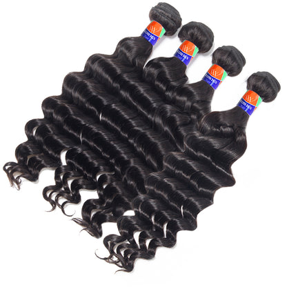 4 Bundles With a 4x4 Lace Closure Deep Wave Hair Virgin Hair Extensions