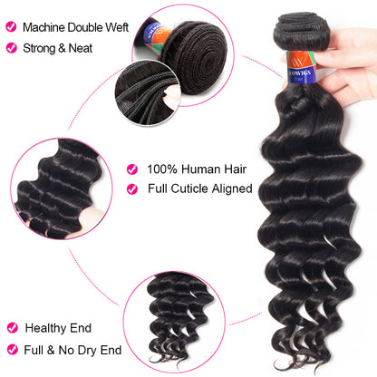 4 Bundles With a 4x4 Lace Closure Deep Wave Hair Virgin Hair Extensions