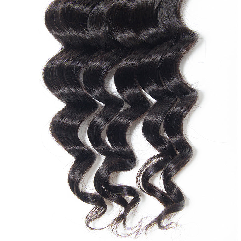 4 Bundles With a 4x4 Lace Closure Deep Wave Hair Virgin Hair Extensions