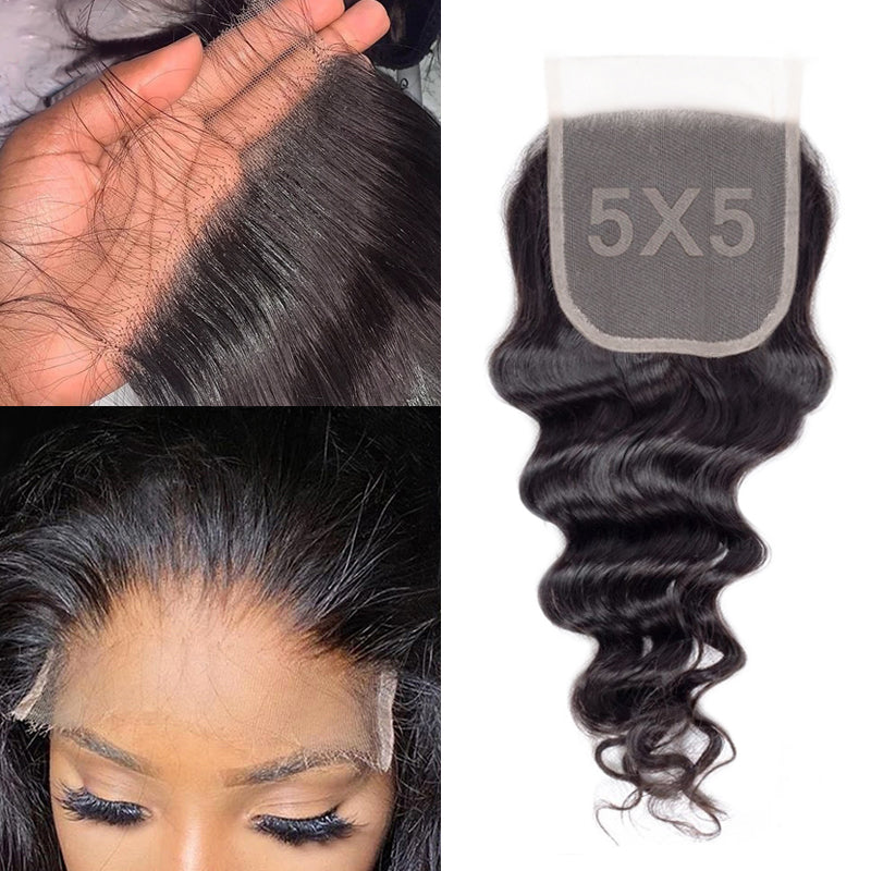 5x5 HD Lace Closure Deep Wave 100% Human Hair