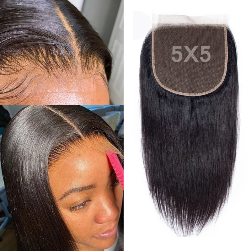5x5 HD Lace Closure Straight Hair 100% Human Hair