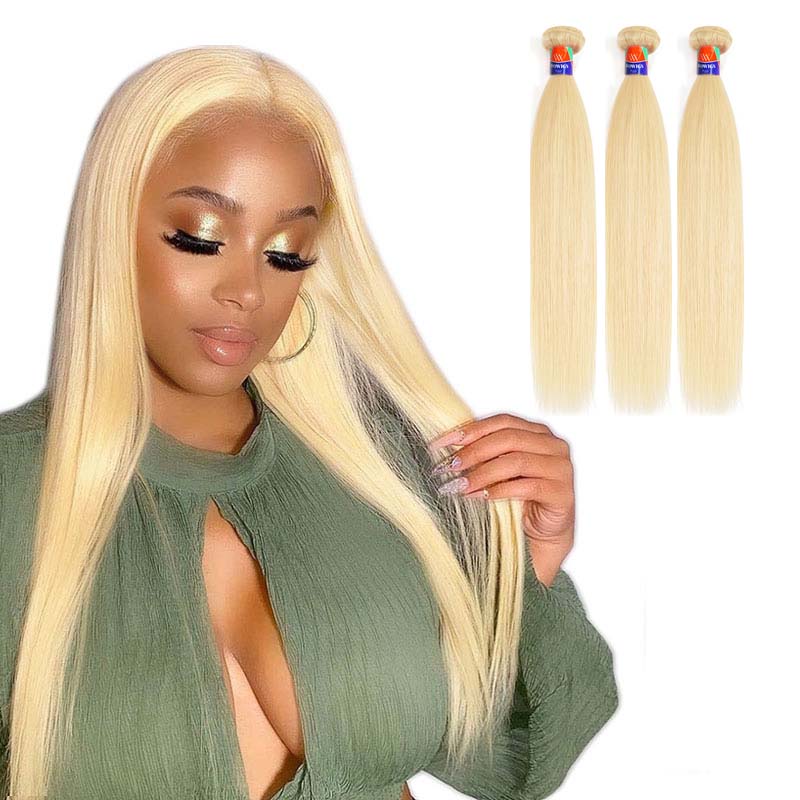 #613 Blonde 3 Bundle Deals Straight 12-38 inch Human Hair Extensions